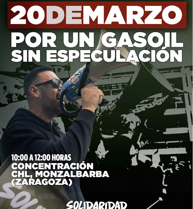Solidaridad se suma a la movilización contra el encarecimiento del gasóleo agrícola en Zaragoza