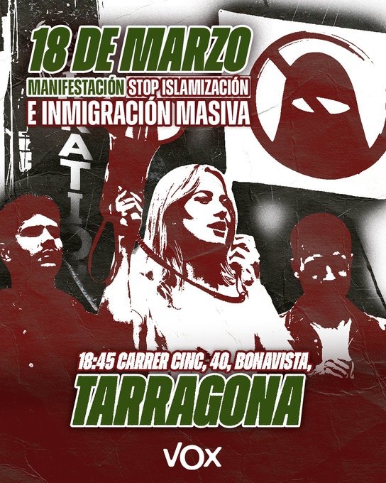 Solidaridad se suma a la manifestación contra la islamización y la inmigración masiva en Bonavista (Tarragona)